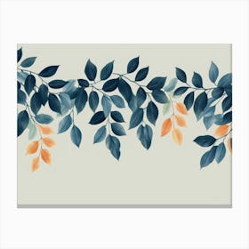 Blue And Orange Leaves Canvas Print