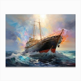 Ship In The Sea Canvas Print