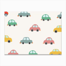 Cars On A White Background Kids and Nursery Canvas Print