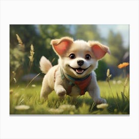 Puppy In The Grass Canvas Print