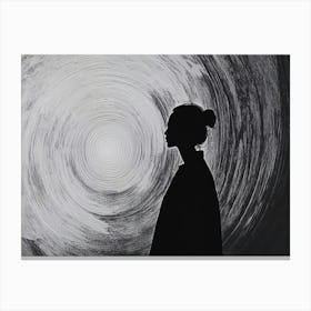 Silhouette Of A Woman In A Vortex Canvas Print