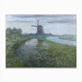 Oostzijdse Mill Along The River Gein By Moonlight (1903), Piet Mondrian Canvas Print