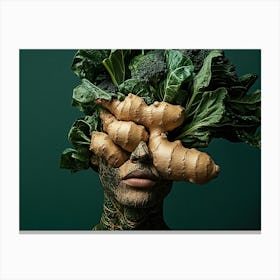 Head Of A Woman With Vegetables Canvas Print