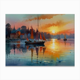 Sunset Sailboats Canvas Print