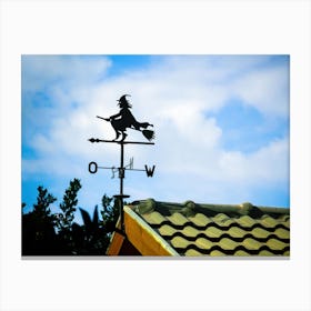 Black Weathervane In The Form Of A Witch Canvas Print