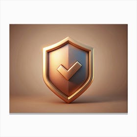 Golden Shield With Checkmark Canvas Print