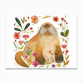 Little Floral Walrus 3 Canvas Print