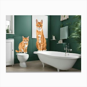 Two Cats In Bathroom Canvas Print