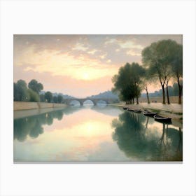 Boat On The Seine Canvas Print