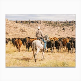 Cowboy Cattle Drive Canvas Print