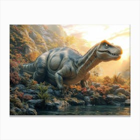 3d Dinosaur Made of Stone Canvas Print