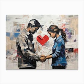 An Abstract Painting Capturing The Essence Of Conflicting Emotions Such As Love And Care Contrasted (4) Canvas Print