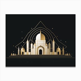 Beautiful Golden Mosque Architecture Print Canvas Print