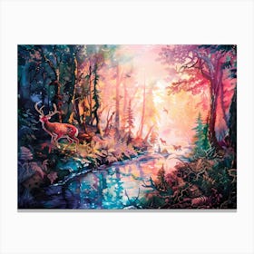 Deer In The Forest 7 Canvas Print