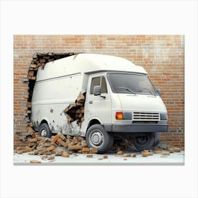 The Van Smashed Through a Brick Wall Canvas Print