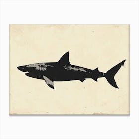 Great White Shark  Grey Silhouette 2 Canvas Print