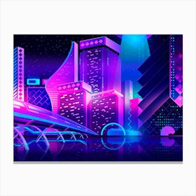 Synthwave Neon City - New York 1 Canvas Print