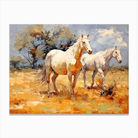 Horses Painting In Outback, Australia, Landscape 2 Canvas Print