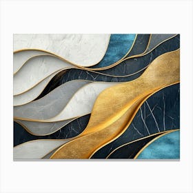 Abstract Gold And Blue Abstract Painting Canvas Print