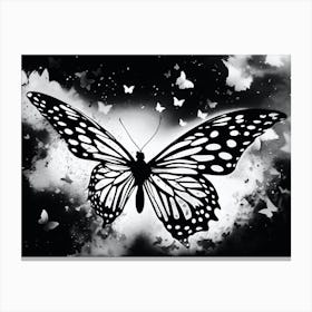 Butterfly In Black And White 3 Canvas Print