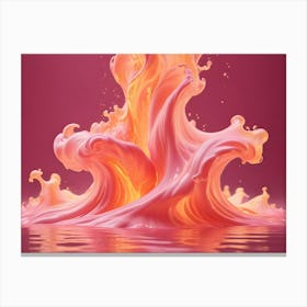 A 3d Render Of A Pink And Orange Liquid Splash, Creating A Dynamic And Fluid Form With A Sense Of Motion And Energy Canvas Print