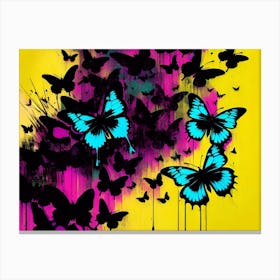 Blue And Black Butterflies Canvas Print