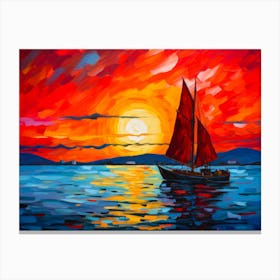 Sunset Sail In Fauvist Tones Canvas Print
