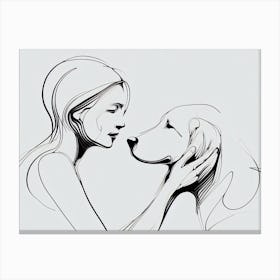 Girl with Dog Canvas Print