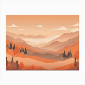 Misty mountains horizontal background in orange tone 18 Canvas Print