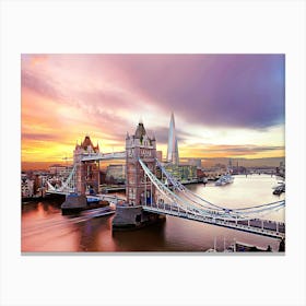 Tower Bridge And The Shard At Sunset, London Canvas Print