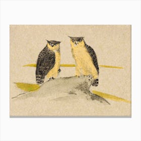 Greeting Card With Two Owls (1890), Theo Van Hoytema, Canvas Print