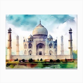 Taj Mahal AI Watercolor Painting Canvas Print
