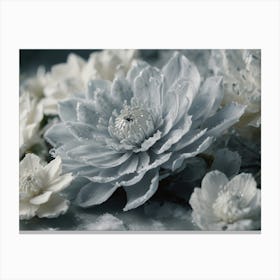 White Flowers In The Snow Canvas Print