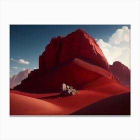 Solitary Rock Mountain In The Crimson Desert Canvas Print
