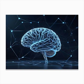 Low Poly Brain With Glowing Lines Canvas Print