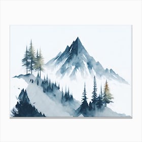 Mountain And Forest In Minimalist Watercolor Horizontal Composition 117 Canvas Print