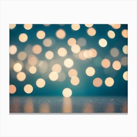 A Blue Background With A Scattering Of Blurred, Golden Lights, Creating A Festive And Celebratory Atmosphere Canvas Print