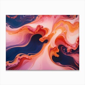 Abstract Image Of Swirling, Fluid Colors In Shades Of Pink, Orange, Blue, And White Canvas Print