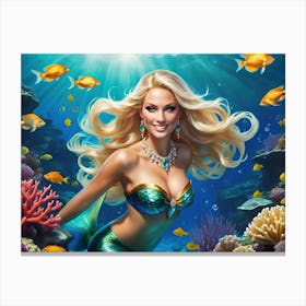 Mermaid Goddess Enchants The Deep Canvas Print
