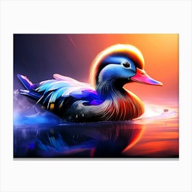 Duck Swimming Lake - Wild Bird Painting Artwork91 Canvas Print