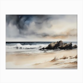 Vintage Coastal Seaside Painting (32) Canvas Print