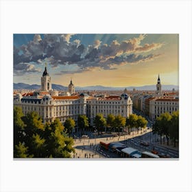 Budapest At Sunset Canvas Print