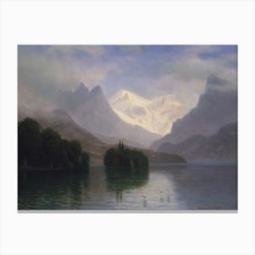 Mountain Scene, Albert Bierstadt Canvas Print