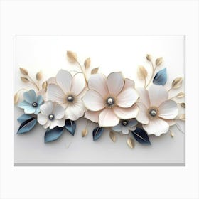 3d Artwork Illustration Flowers White Background 5 Canvas Print