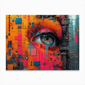 Analog Fusion: A Tapestry of Mixed Media Masterpieces Eye Of The City Canvas Print