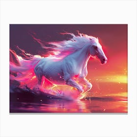 Horse Running At Sunset Canvas Print