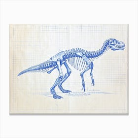 Apatosaurus Dinosaur Skeleton Blue Print Canvas Print