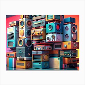 Stack Of Retro Audio Equipment Canvas Print