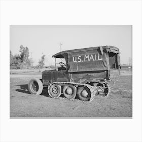 U,S,Mail Truck Used In Snowy Mountain Sections Of Nevada County, California By Russell Lee Canvas Print