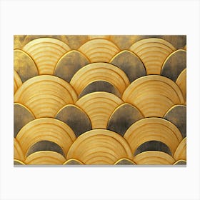 Abstract Gold Circular Pattern Overlapping Painting with Gradient Canvas Print